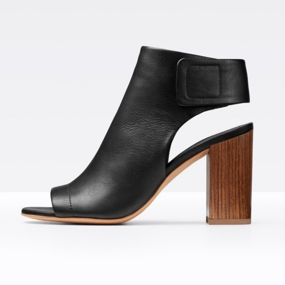 Vince Faye Open Toe Black Leather Bootie - Picture 3 of 8